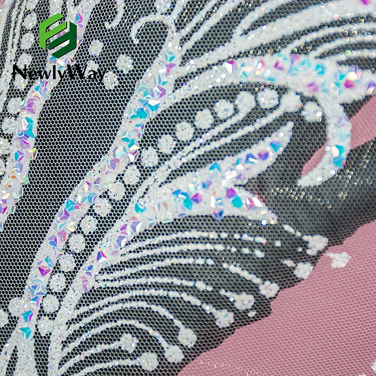 2021 Dubai Crystal Lace Sweetheart Luxury Mermaid Sequins Glitter Embroidered Lace Tulle Fabric For Bridal Wedding Dresses