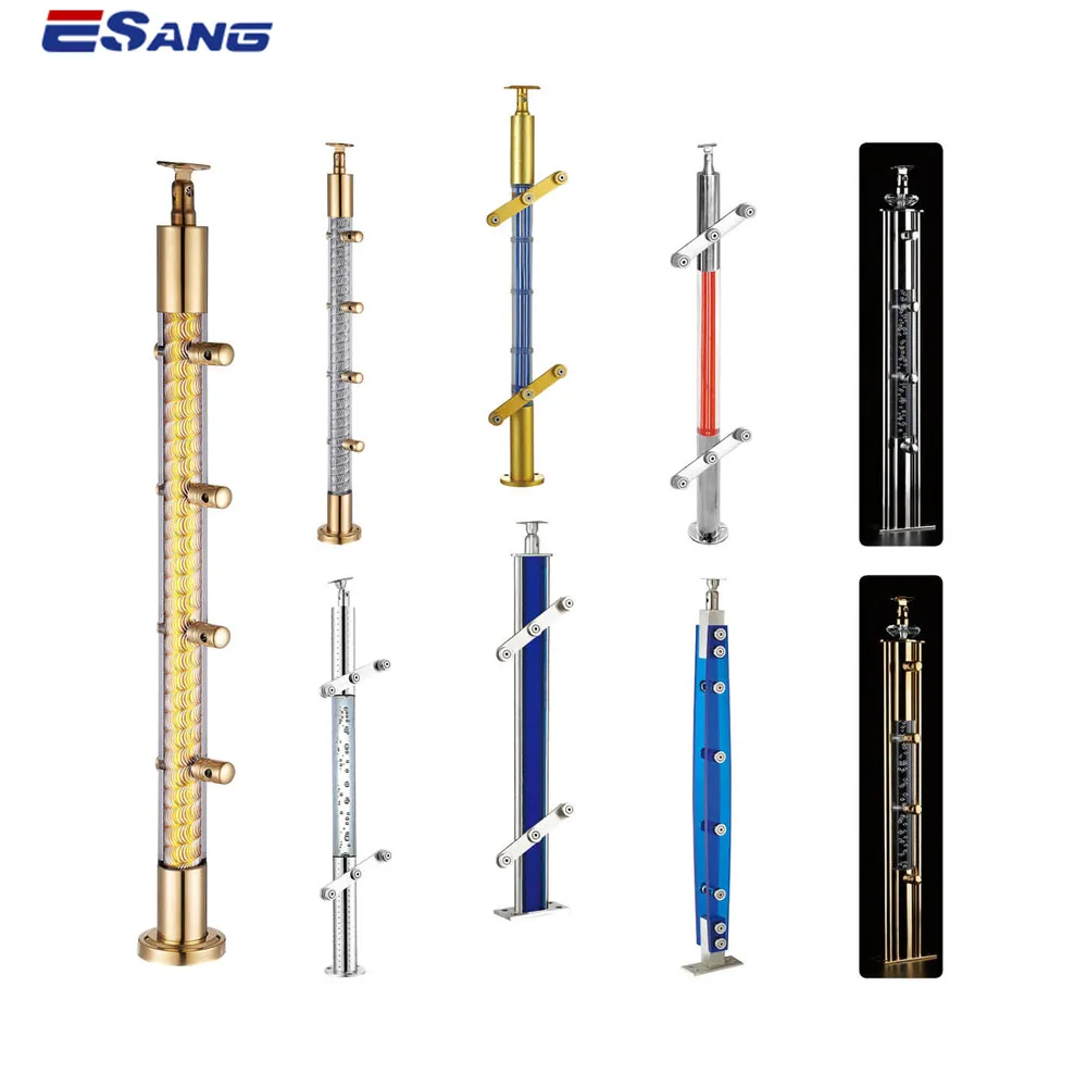 ESANG Indoor Stair Handrail Post Transparent Crystal Stair Railing Acrylic Balustrades