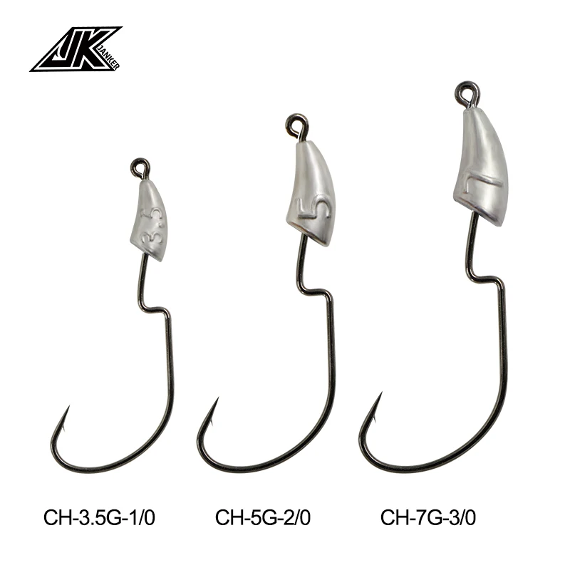 Hot Selling JK Fishing CH series Front Weighted Worm Hook Strong Hooks Rust Resistance High Carbon Steel Hooks