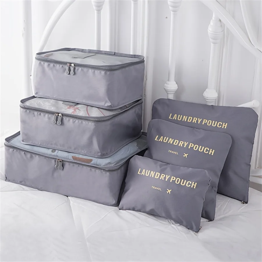 6 Pcs Set Travel Luggage Packing Organizer Travel Essentials Suitcase Organizer Bags Set Packing Cubes for Suitcase
