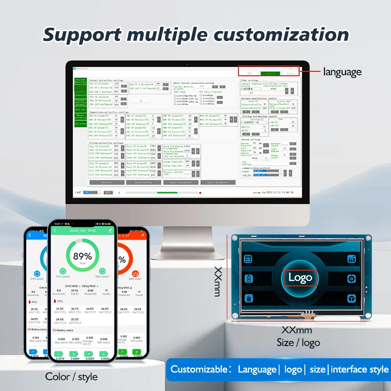 TDT 10s 36V 10A 20A 30A Li-ion LiFePO4 Battery BMS Smart BMS 7s 8s 24V for Lithium ion Battery Pack with BT UART RS485