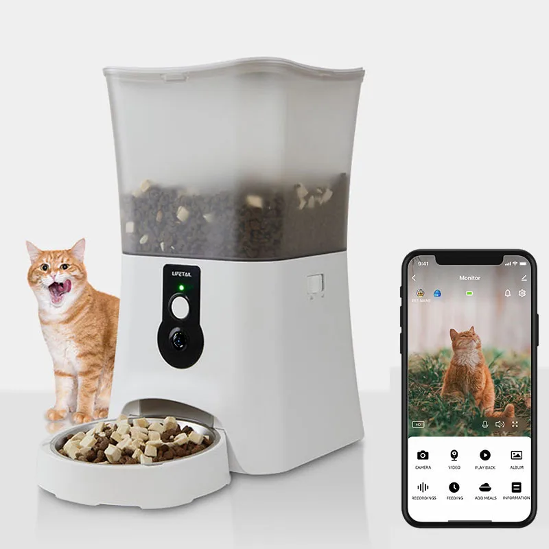Lifetail tuya pet food dispenser with camera automatic pet feeder 5g pet feeders