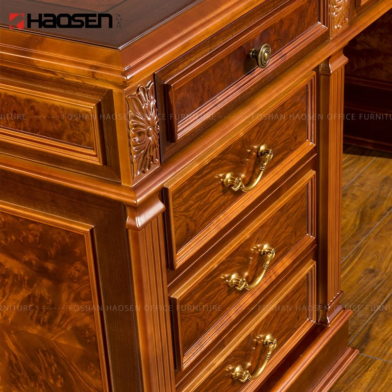 0807 Study Room Multi Drawer Table Director Royal Executive Luxury Office Writing Desk Supplier