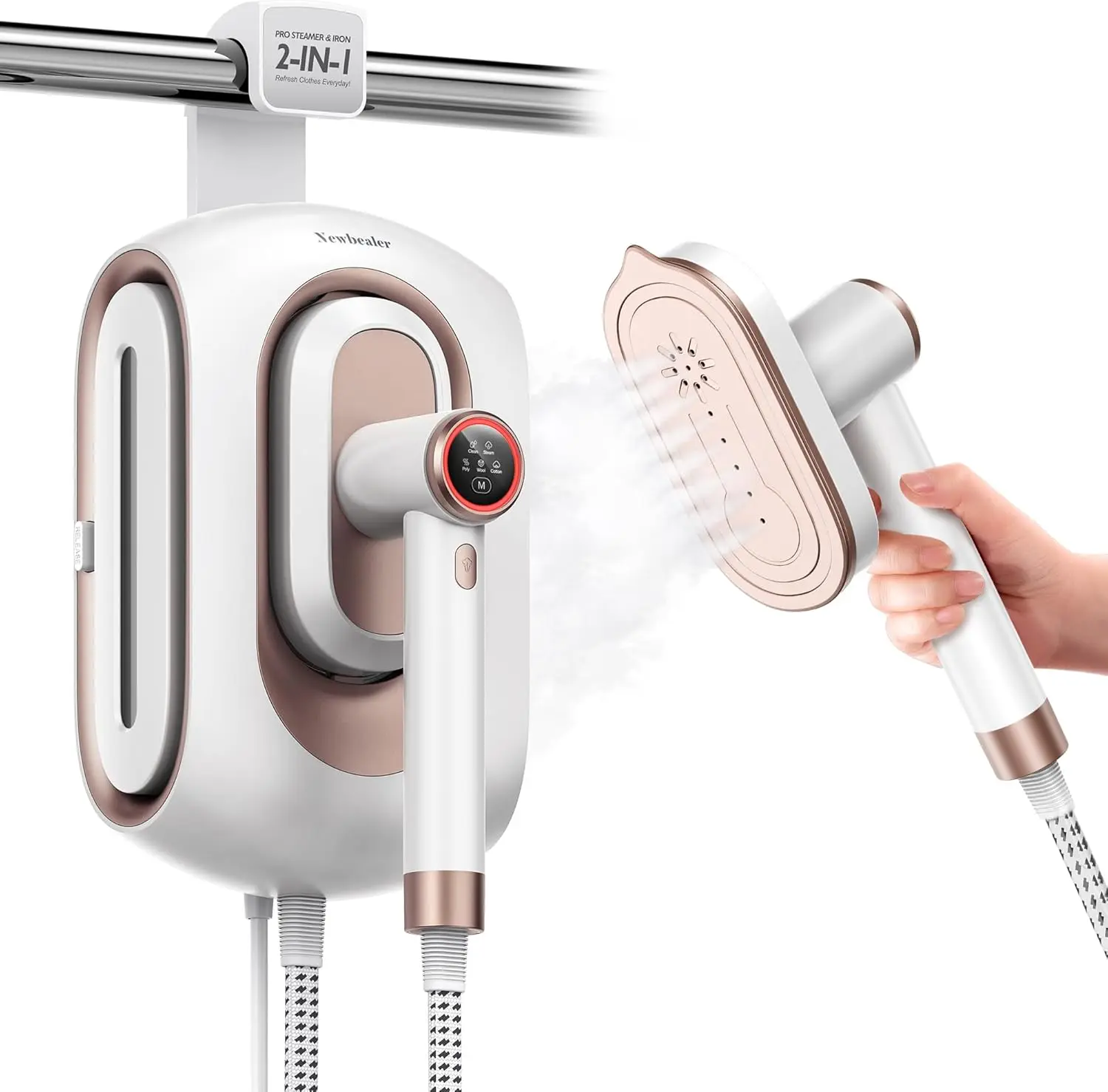 New 2-in-1 Steam Generator Portable Iron Steamer for Clothes with Adjustable Temperature Electric Steam Iron