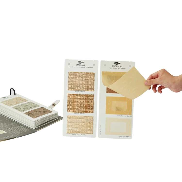 High Quality rollder blinds sample book brochure wallpaper with hard cover fabric holder swatch book