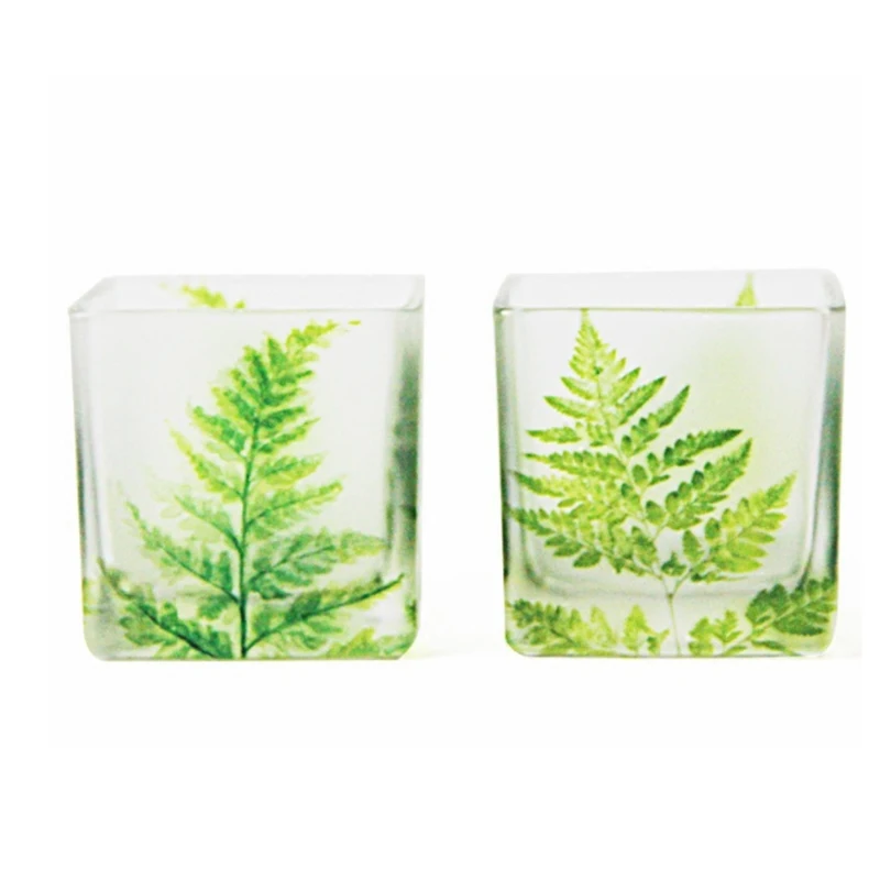 Home decoration customized logo scented soy candle holder,Square glass candle jars with glass lids