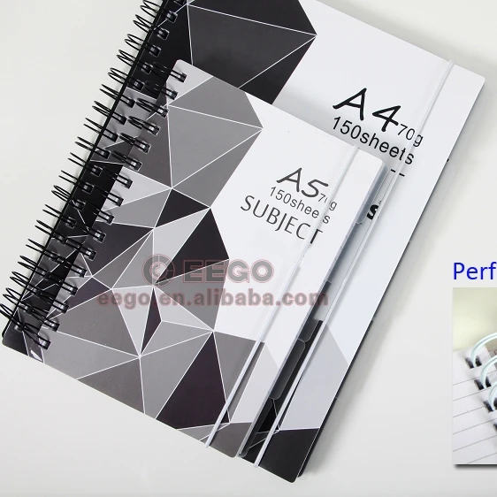 High Quality Note Book College Ruled 150 School Sheets 300 pages A4 A5 Subject Spiral Notebook With Elastic Band