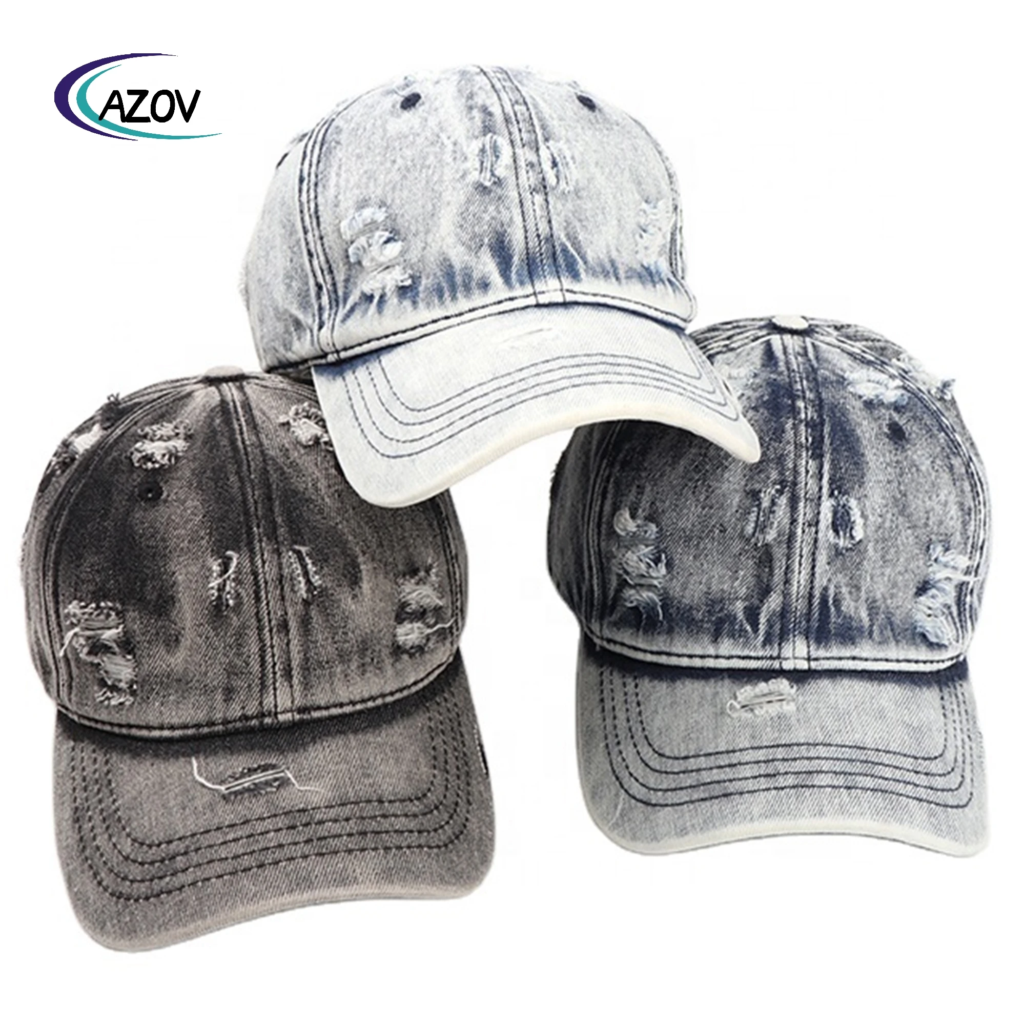 Fashion Retro Washed Denim Baseball Cap Unisex Outdoor Sunscreen Ripped Sports Hat