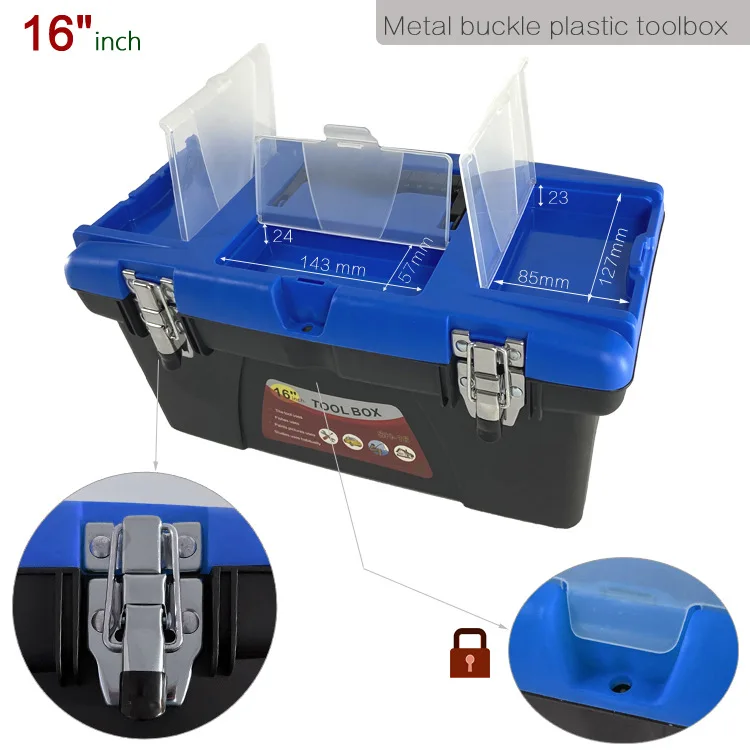 16 inch tool box large-capacity for storage tools with handle portable organizer