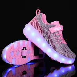 Drop Shipping 7 Colors LED Rechargeable Kids Roller Skate Shoes Single Wheel Shoes Sport Sneaker For Boys/Girls
