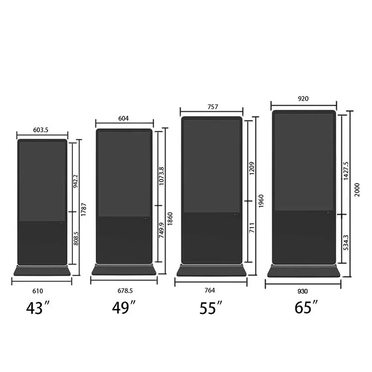 55 inch Floor Stand Capacitive Touch Screen Waterproof Outdoor LCD Advertising Signage Digital Display