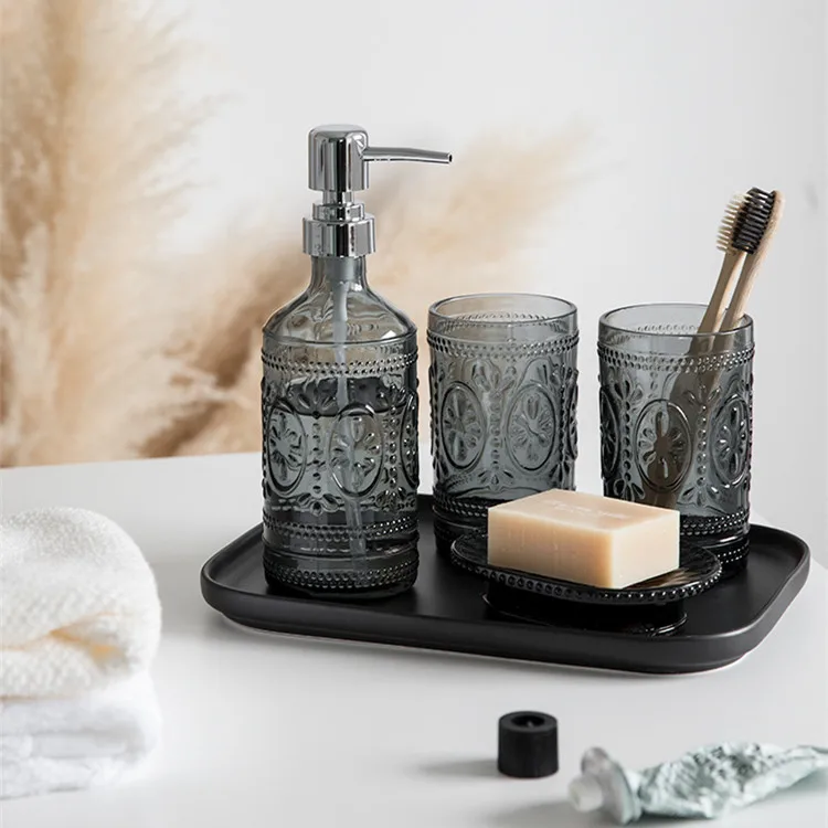 Luxury designer 3 pieces glass antique bathroom accessories set Bathroom Products Accessories