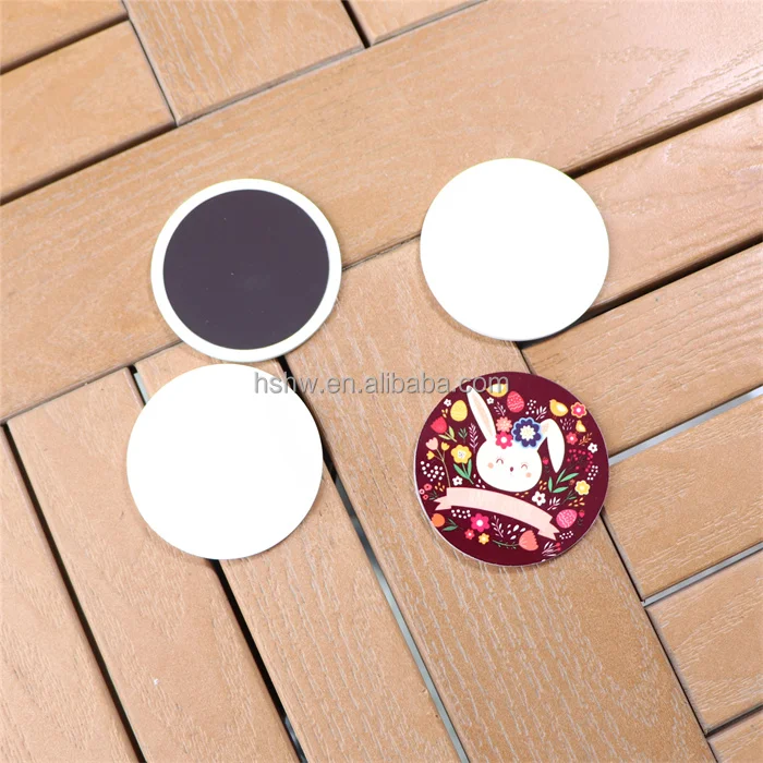 MDFSUB in stock 2mm round shape Sublimation Magnet Blanks Photo Printable plastic blank Sublimation Fridge Magnet