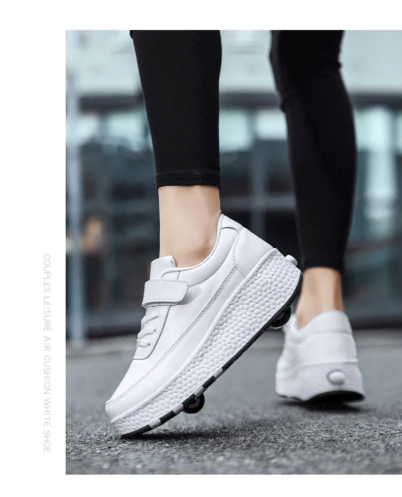 2024 new street style fashion shoes comfortable niche design wear-resistant increase thick soles with wheels sneakers