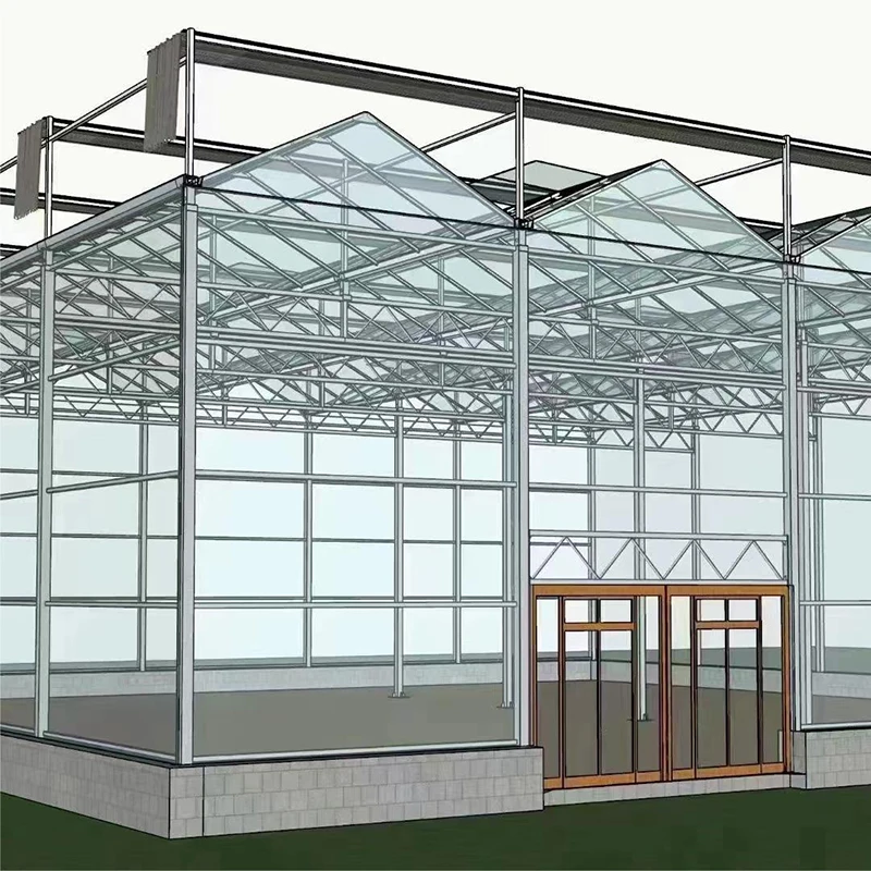 smart irrigation vertical hydroponic system agricultural farming Muti-span Venlo agriculture glass greenhouse