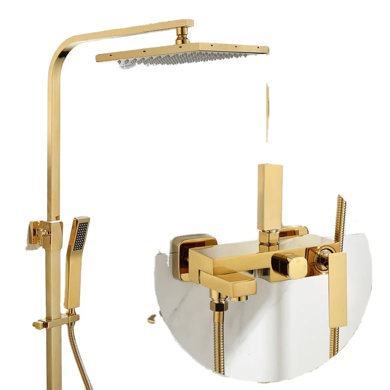Латунные настенные Позолоченные дождевые наборы для душа