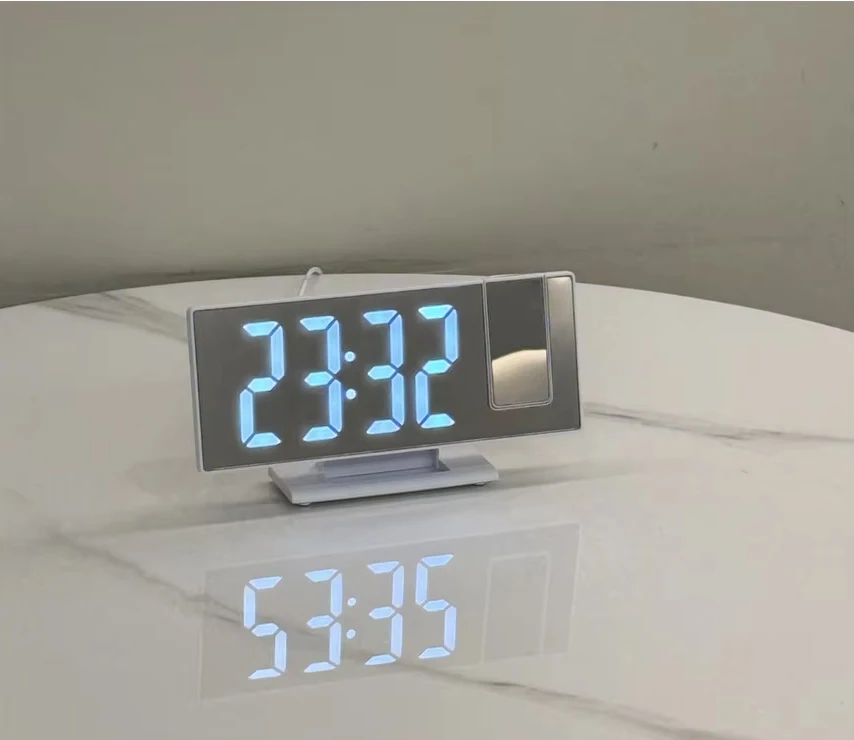 Factory price Multifunctional alarm clock with projection camara  LED Mirror Desk Alarm Clock Usb Electronic