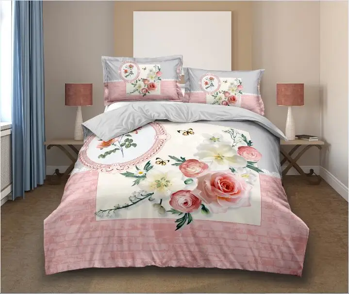 hot sale 3D flower design bed sheet with polyester brushed fabric