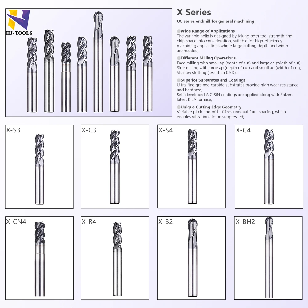 High efficiency cnc endmill bit 2/3/4 flutes end mill carbide milling cutter