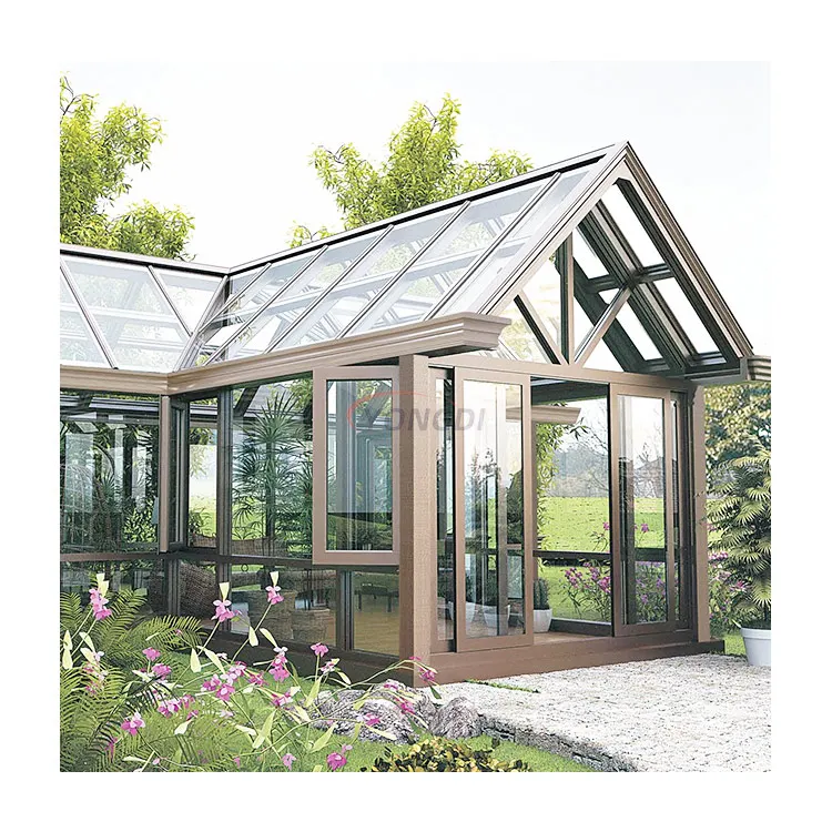 Foshan supplier customized commercial curved glass winter garden soundproof solarium outdoor aluminum sunroom