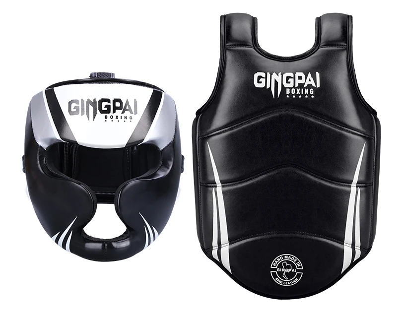 New Professional Boxing Gloves Gear Leather Set Boxing Gloves head and groun guard set