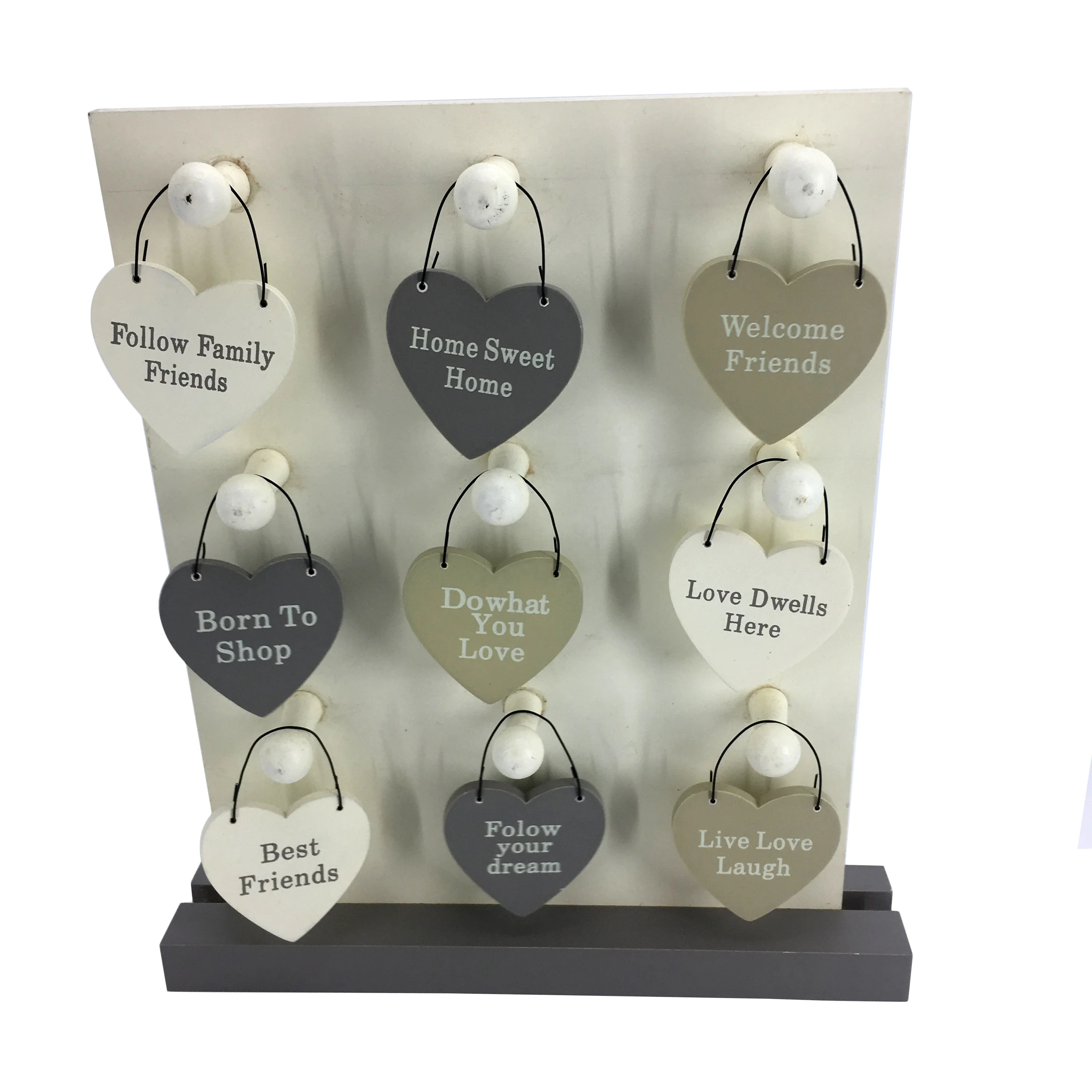 Wholesale Handmade Home Craft Table Desk Desktop Decoration Wooden Standing Words Letters Stand With Small Heart Plaque