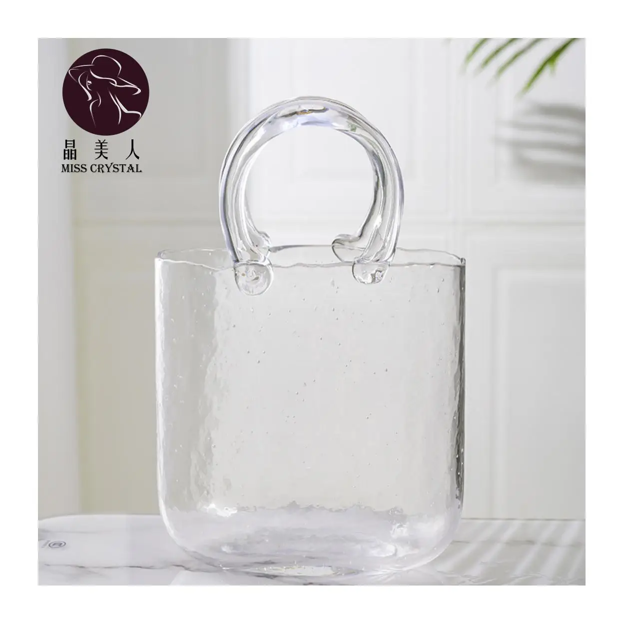 Modern Decoration Maison Clear Fish Tank ,Crystal Glass Flower Vase Handbag for Home Decor