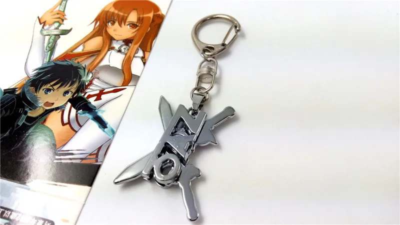 Anime Logo Rotating Pendant Necklace Sword Art Online Sword Metal Keychains