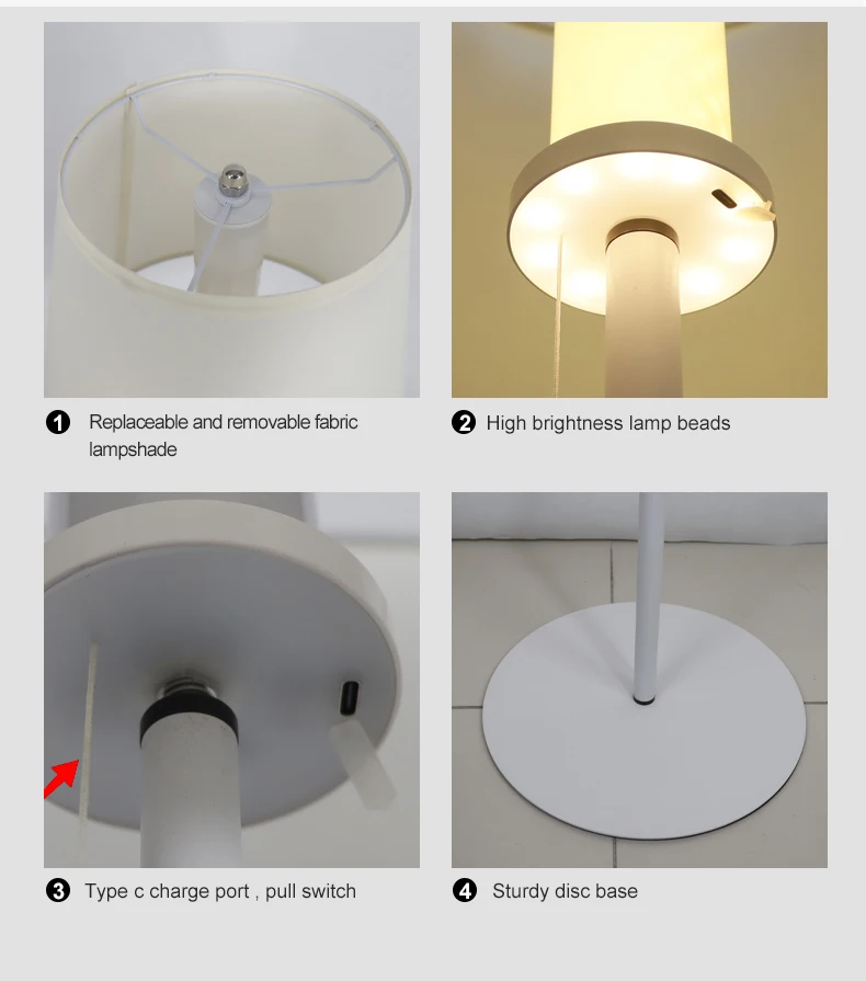 Nordic modern standing home decorative white aluminium dimmable rechargeable wireless led floor lamp for living room