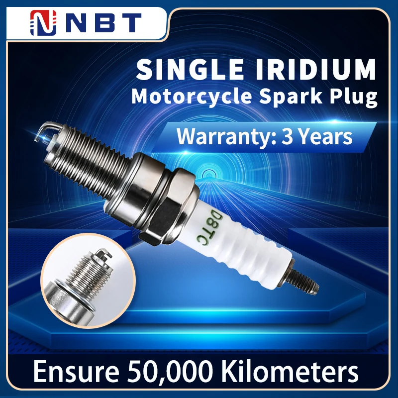 NBT High Quality OEM Single Iridium Motorcycle Spark Plug 1 Second Ignition D8TC Spark Plugs for Honda, Yamaha, Suzuki Motorbike