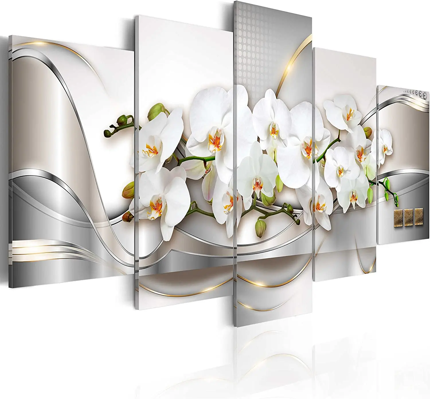 Canvas Print Wall Art Painting Decor for Home Decoration Picture for Living Room Stretched Framed White Floral Artwork