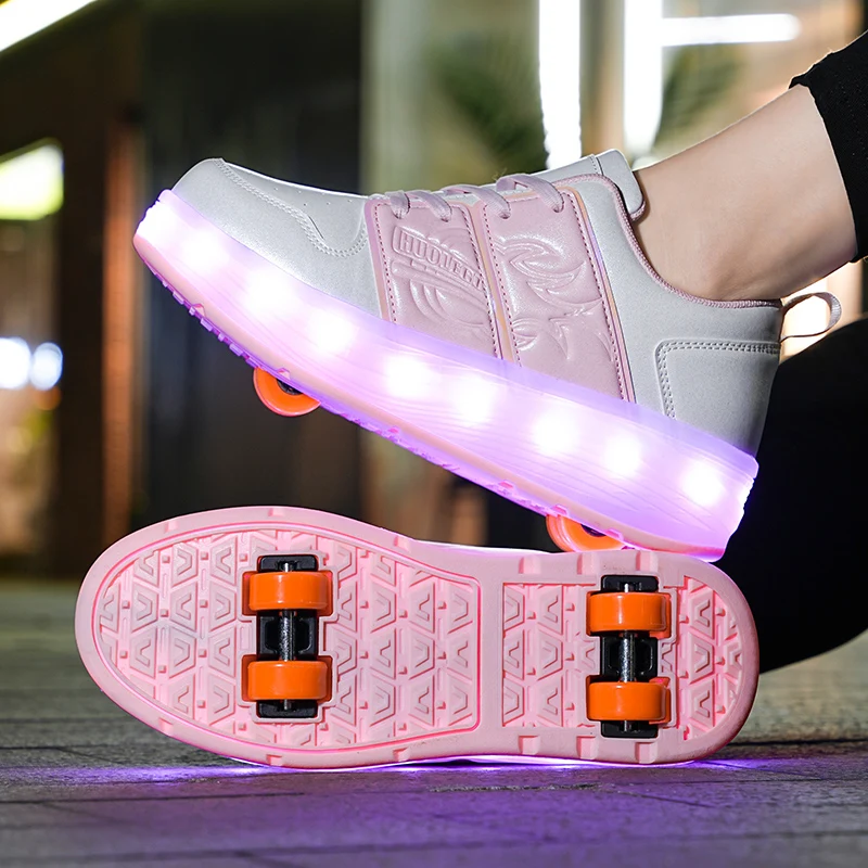 High Quality Usb Rechargeable Led Light Roller Shoes Wheel Skate Sneaker Shoes For Boys Girls Kids