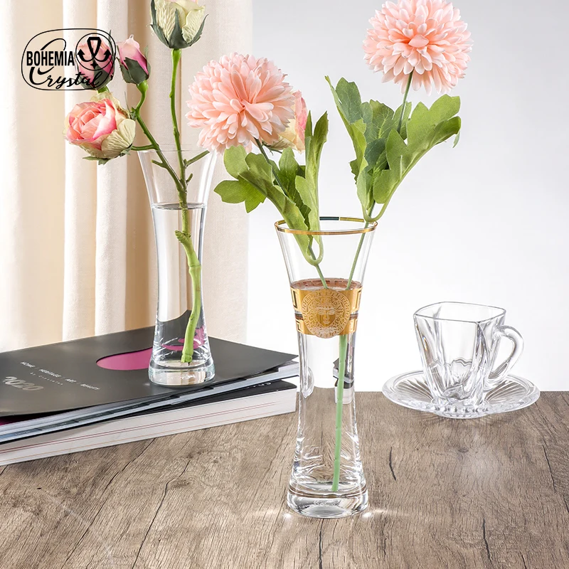 Luxury Golden Hand Painting Apollo Bohemia Crystal Vase For Home Restaurant Hotel Table Top Decor or Special Gift