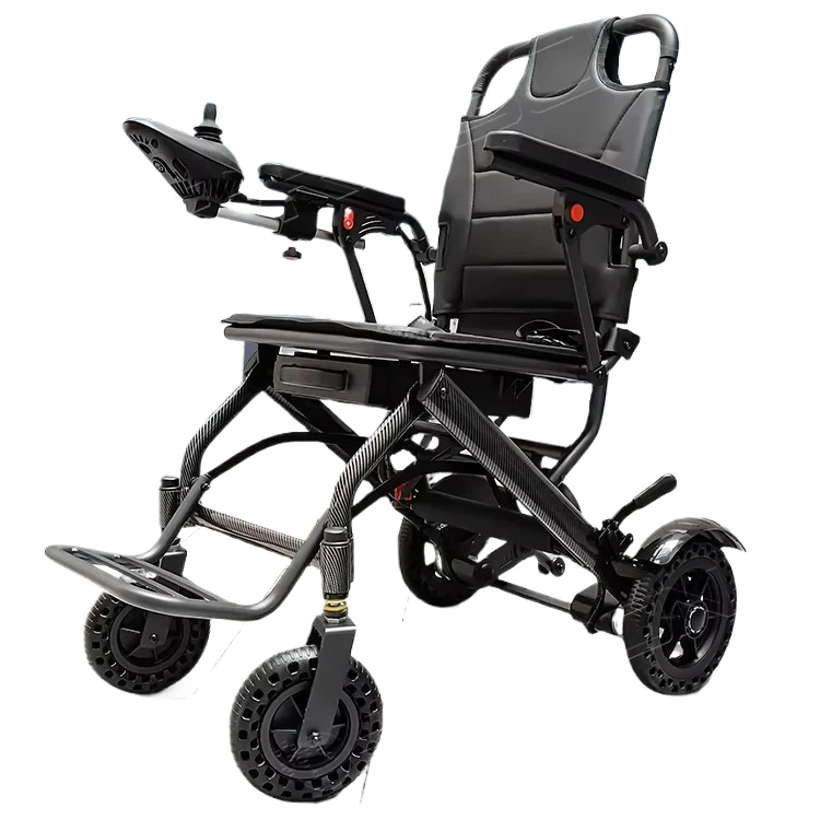 Углеродное волокно легкая электрическая инвалидная коляска для пожилых людей Дорожная складная электрическая инвалидная коляска