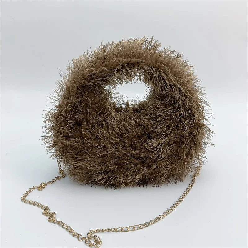 Popular Ladies Mongolian Fur Bag Fashion Party Clutch Bag Fluffy Purses And Handbags fuzzy fluffy crossbody sling bag