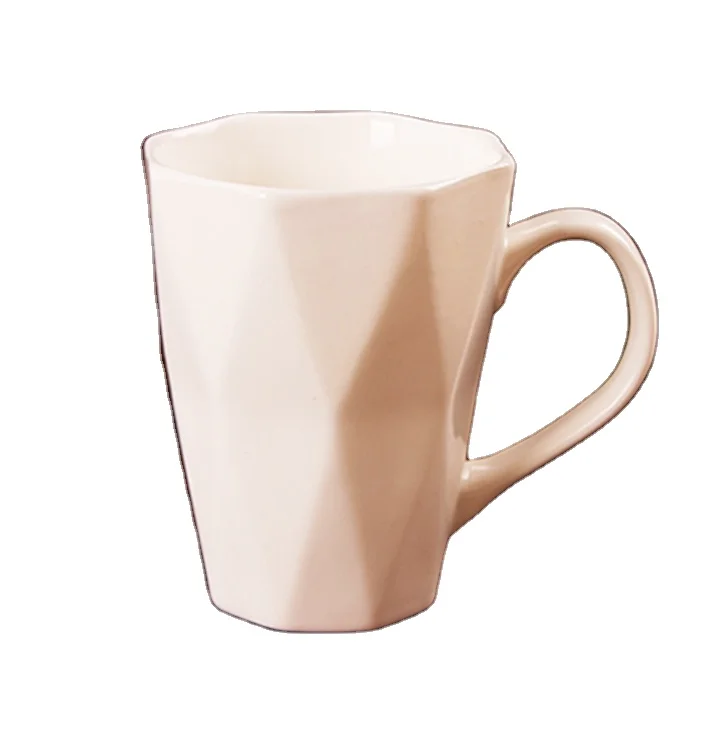 Pure White Ceramic Cup Creative Simple Shape Rhombus Coffee Cup