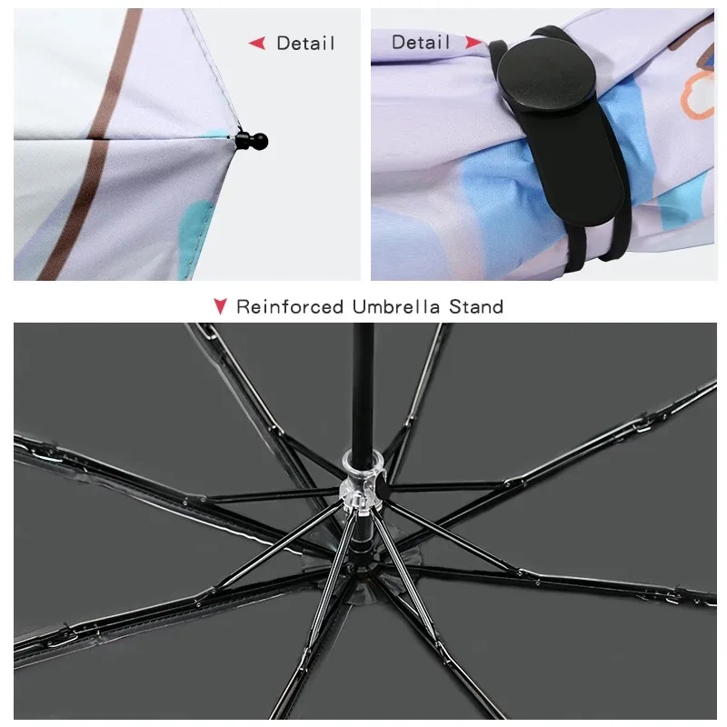 High Quality Christmas gift umbrella Windproof 3 Fold Rain Storm Umbrella Japanese anime one piece Anti UV Clear Rain sunshade