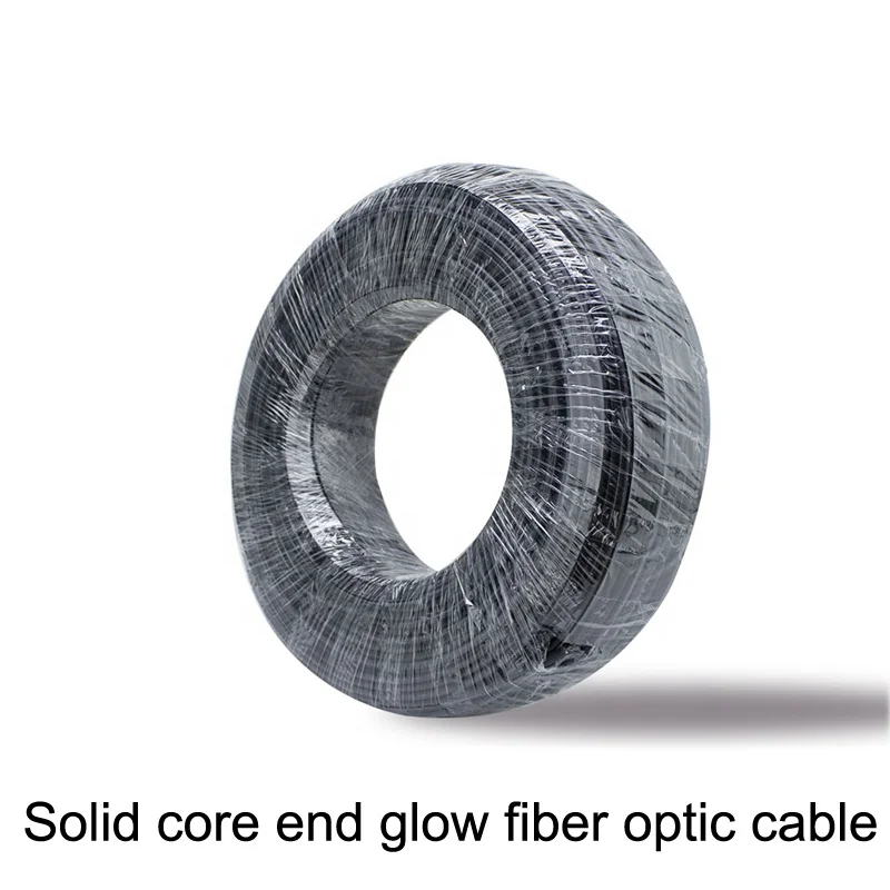 350 м/рулон Высококачественный твердый сердечник 2,0 мм черный ПММА пластиковый светящийся концевой волоконно-оптический кабель (внешний диаметр: 3 мм)