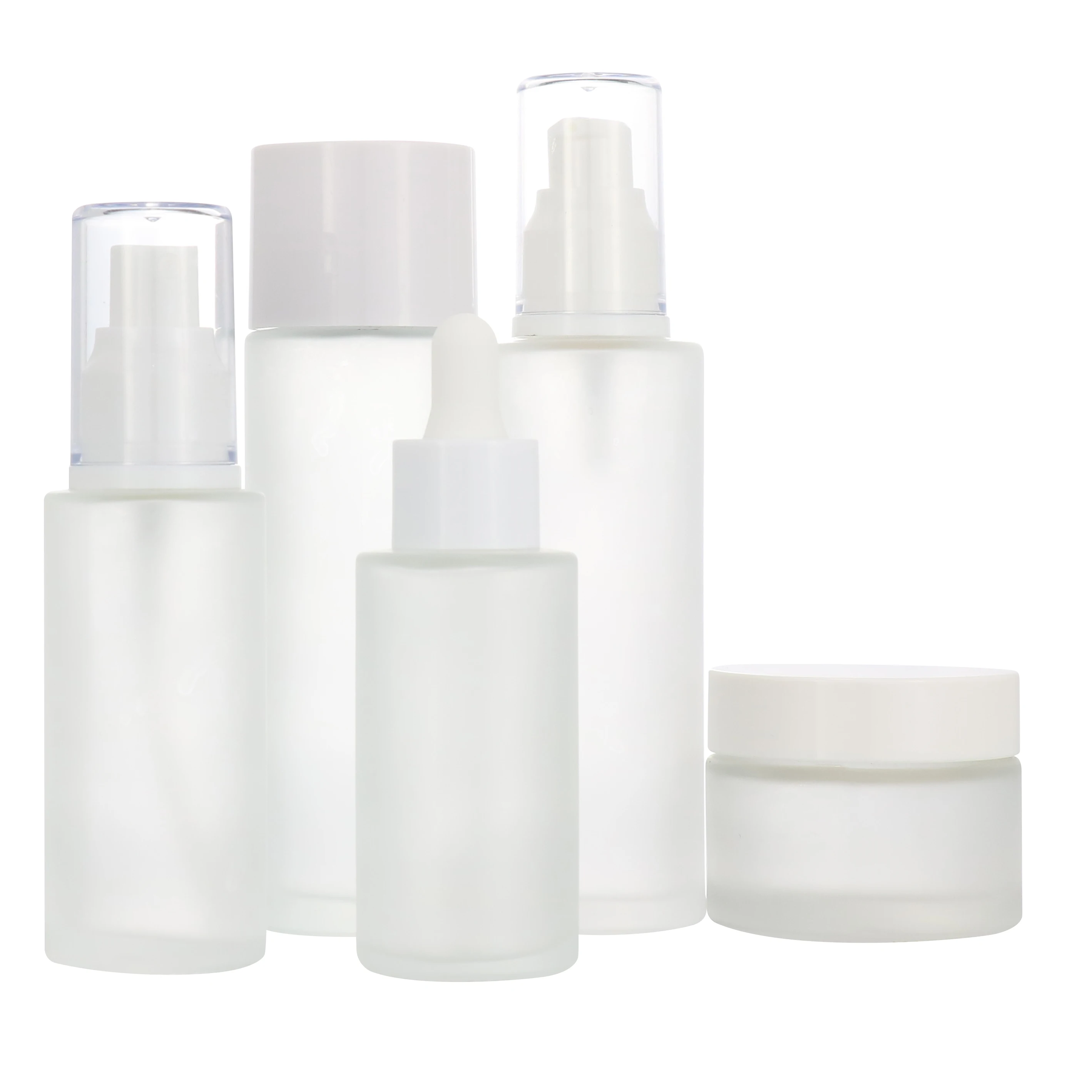 
30ml100ml120ml 30g50g Cosmetics packaging set frosted wood grain water transfer printing emulsion essential glass bottle set 