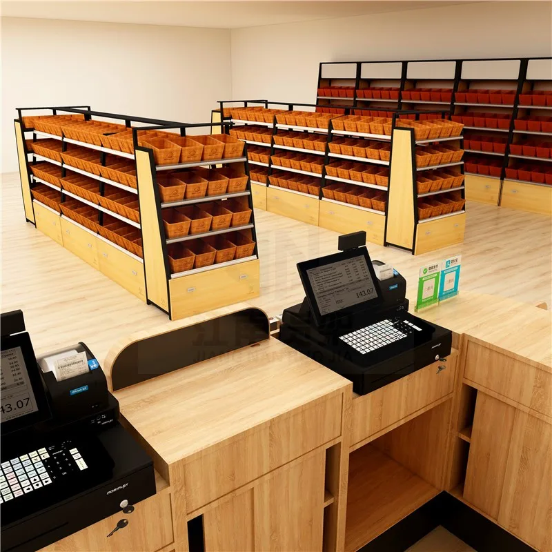 Wholesale shelves wood supermarket customized high-end cosmetics shelves