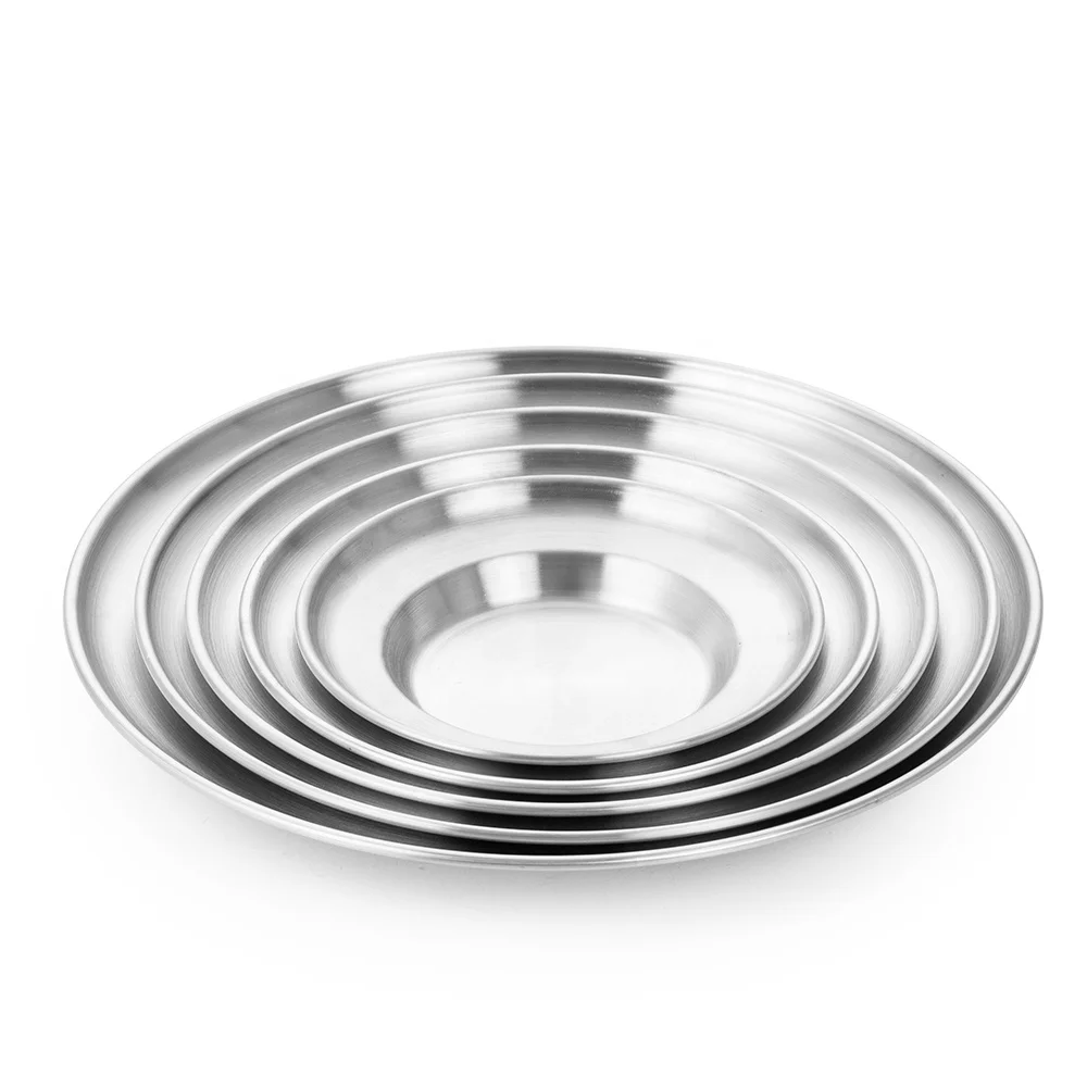 MUXING Dinnerware Plates Salad Pasta Bowl Steak Plate Straw Hat Shape Stainless Steel BBQ Serving Plate