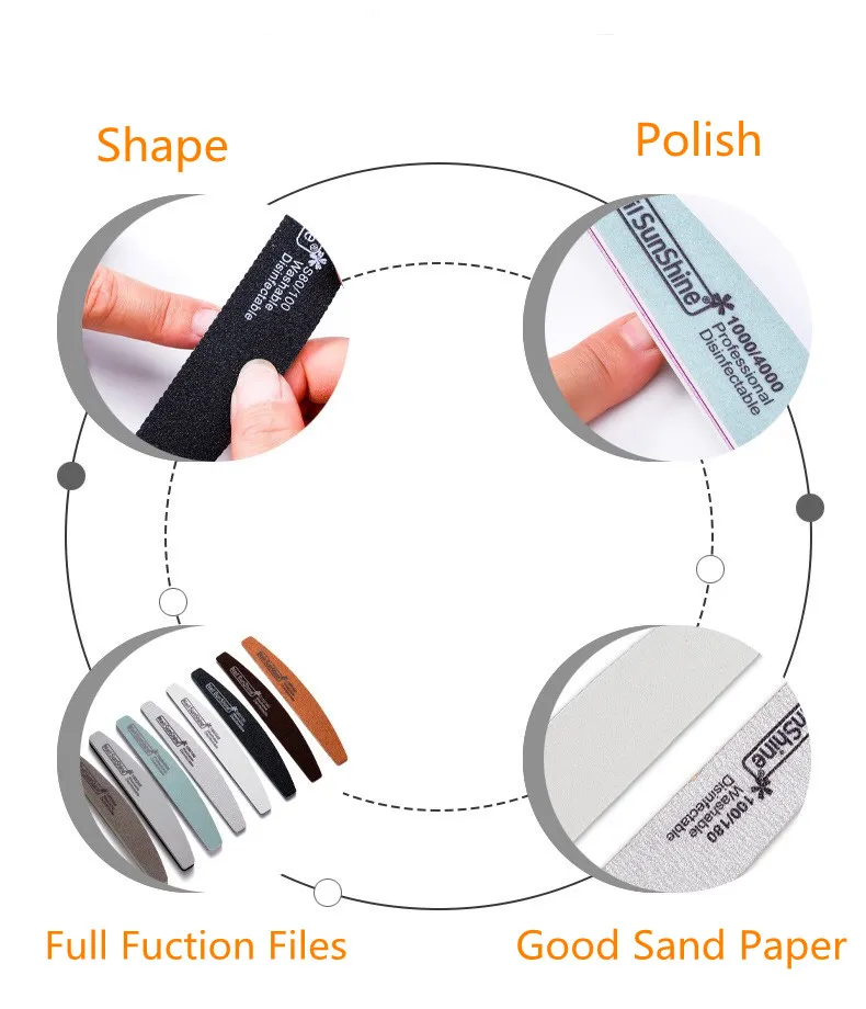 Emery Board Washable Private Label  Nail File Set Nail Polish Kit Grit 80 100 120 150 180 240