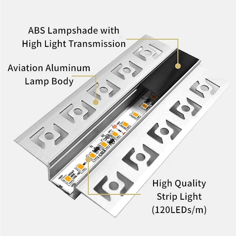 2021 drywall aluminum extrusion profile manufacturers  with holes on the wing for indoor strip light, led light bar