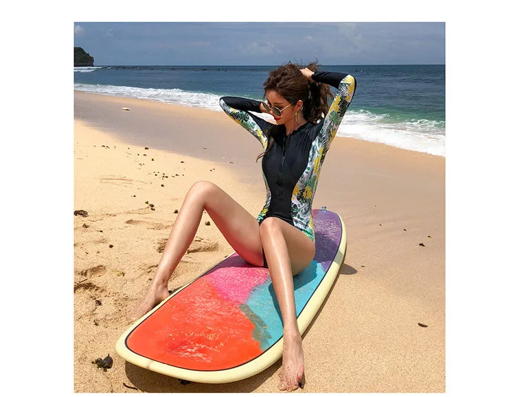 Custom Girls Swimsuit Wetsuit One Piece Women Swimwear Wholesale Australia Surfing Diving Suit Zip Long Sleeve Womans Rash Guard
