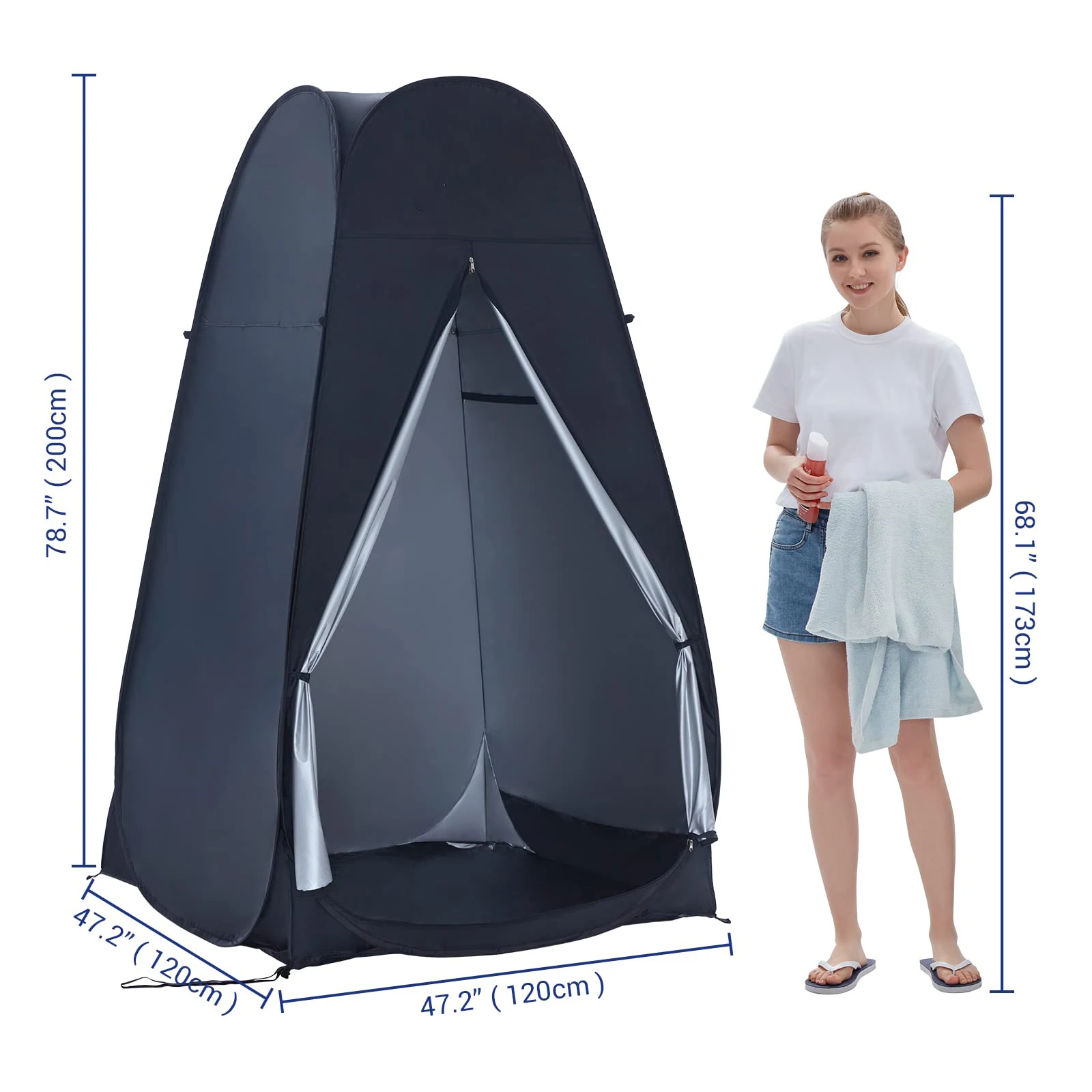 Portable Pop Up Shower Tent Spacious Dressing Changing Room Privacy Tents for Toilet Camping Biking Beach