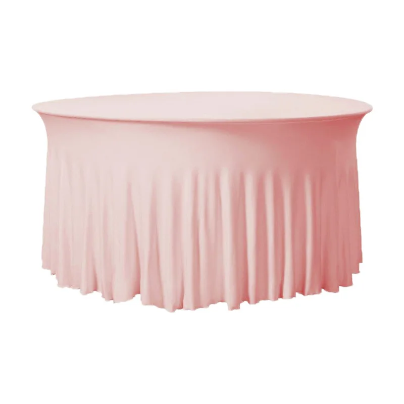Wholesale Custom Round Table Cover Wrinkle Resistant Spandex Table Cloth With Skirt For Parties