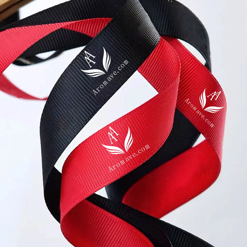 Customized Luxury 3D Relief Embossed Printed Soft Grosgrain Ribbon WIth Logo