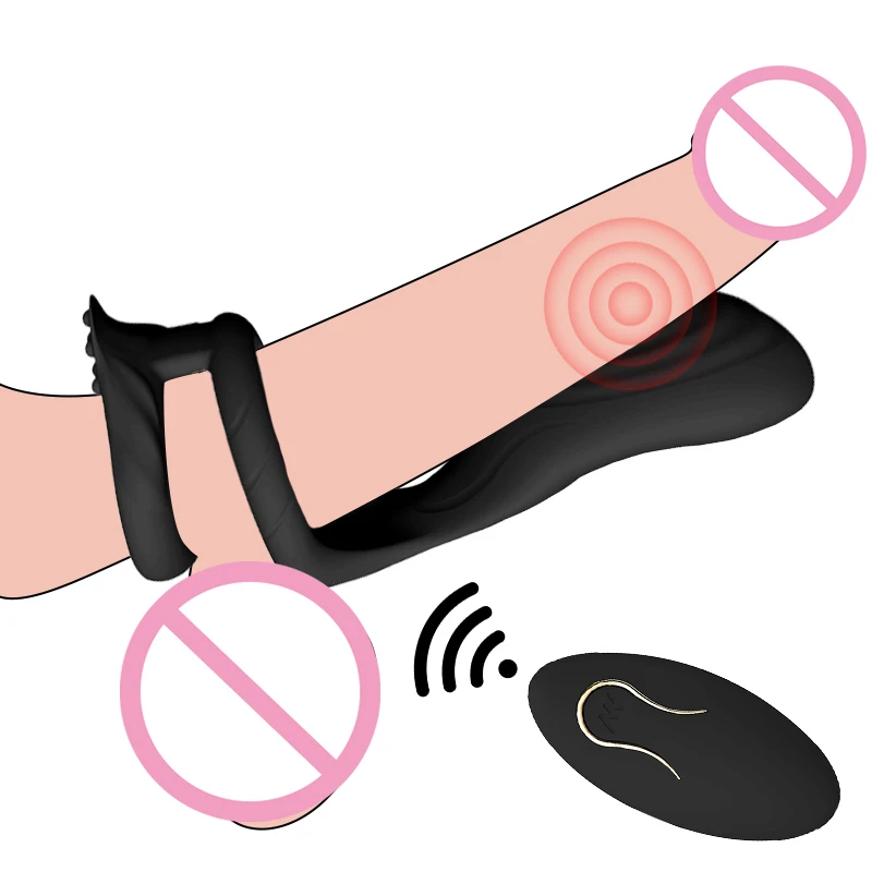 SacKnove 10 Modes Silicone Rubber Wireless Remote Controlled Massage G Spot Strong Vibrating Sex Toys Men Cock Ring Penis