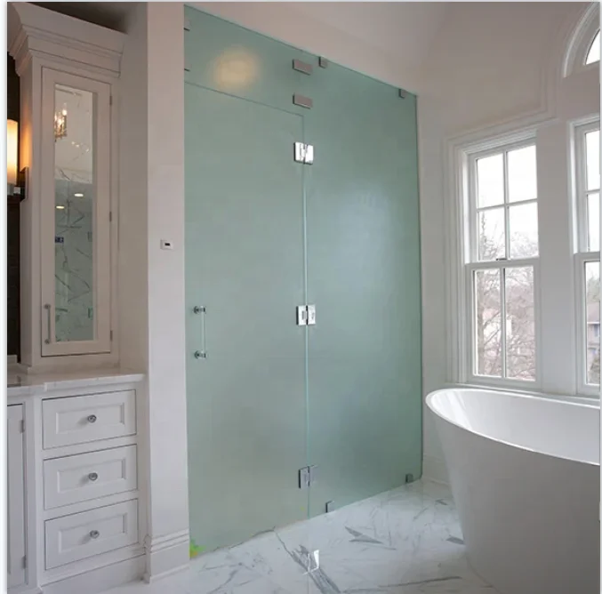 10mm frosted bathroom tempered glass door