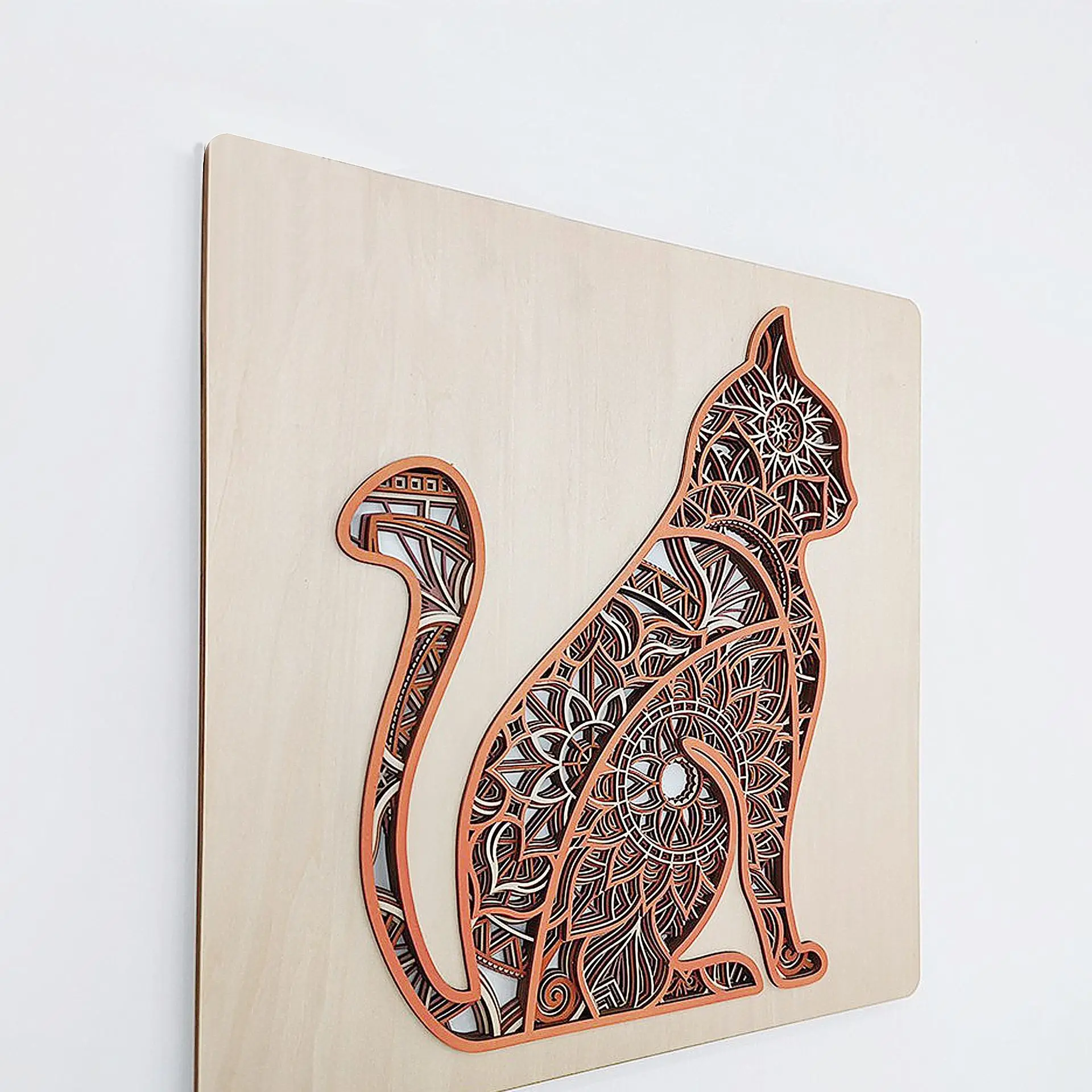 New wooden carving decorative painting Southeast Asian stacked carving three-dimensional art hanging painting